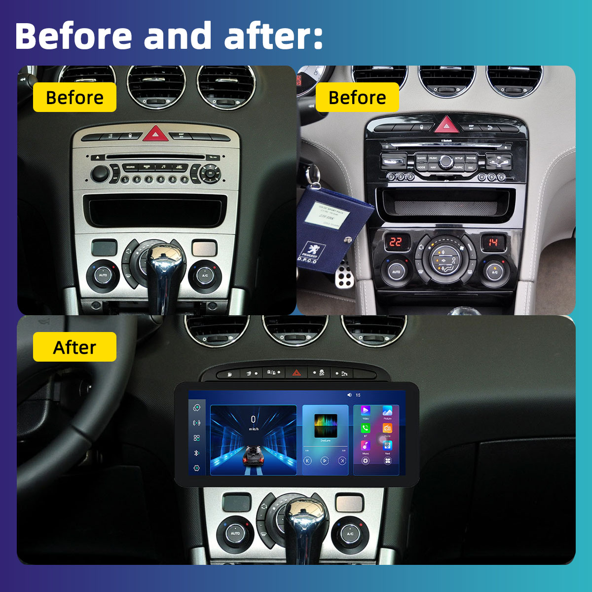 Autoradio Android avec Navigation GPS, Lecteur Audio StÃ©rÃ©o, 2 DIN, pour Voiture KIT 308, 308SW, 408 RCZ, 2010-2016 n° 2