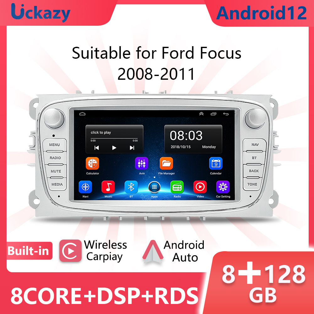 Uckazy-Autoradio Android 12 pour Ford Focus 2, 3, 4, uy2, Kuga, Mondeo, Fi.C., S-C allergique ATIQUE, Limitation maximale, Navigation GPS stÃ©rÃ©o, 2 Din n° 1