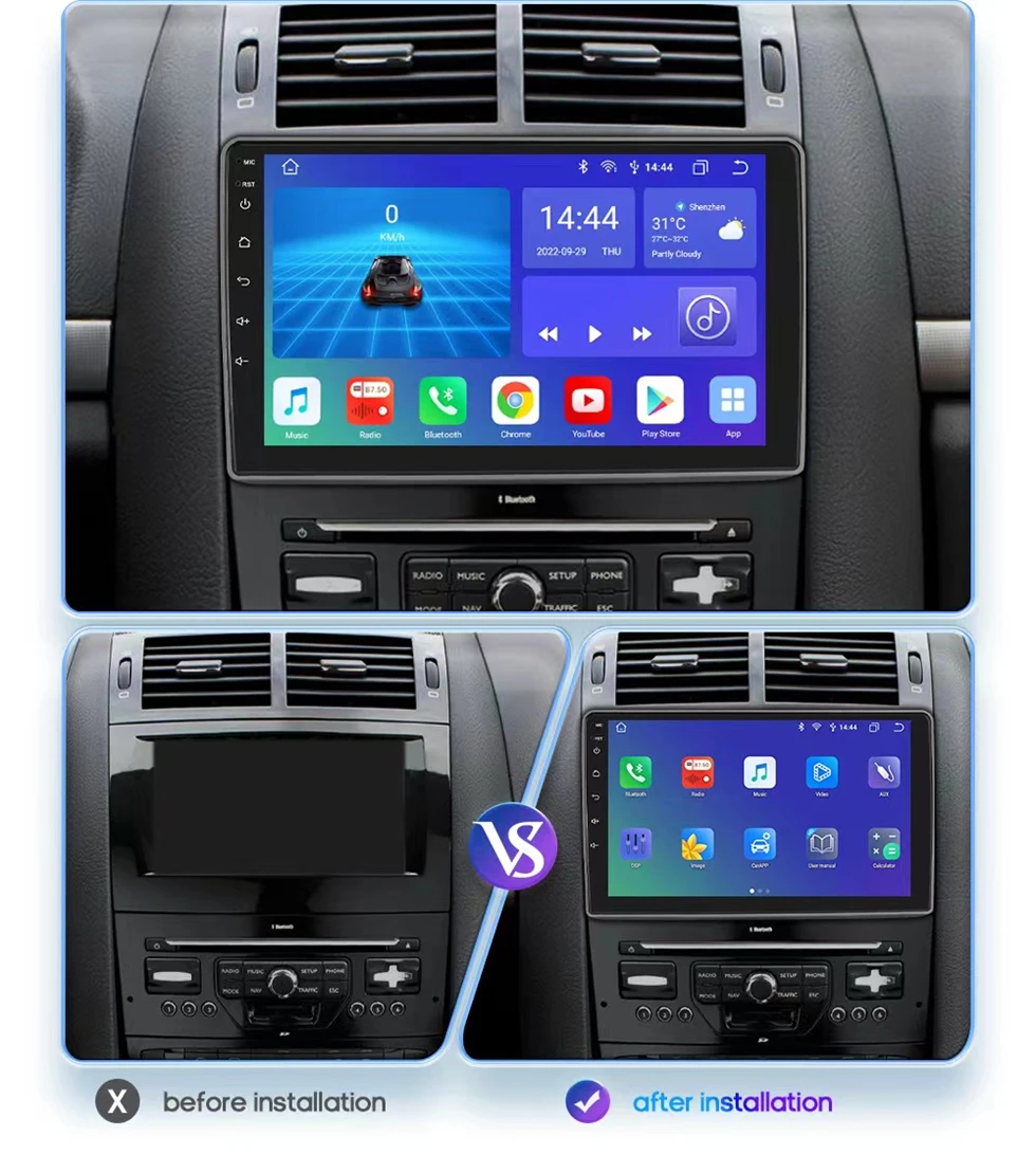 Autoradio Android 13 avec Navigation GPS et Lecteur VidÃ©o, UnitÃ© Centrale, StÃ©rÃ©o, Limitation, pour Voiture KIT 407 (2004 -2011) n° 2