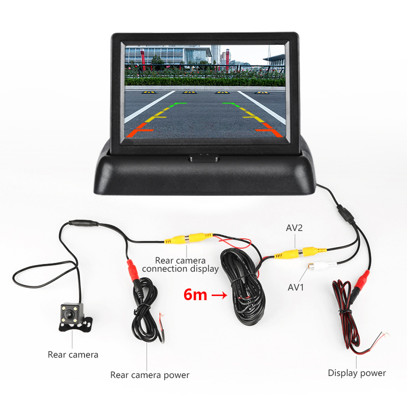 Lecteurs vidÃ©o de voiture avec Ã©cran HD, moniteur de voiture pliable, camÃ©ras LCD TFT, Ã©cran de camÃ©ra de stationnement, barrage, 4.3 pouces n° 6