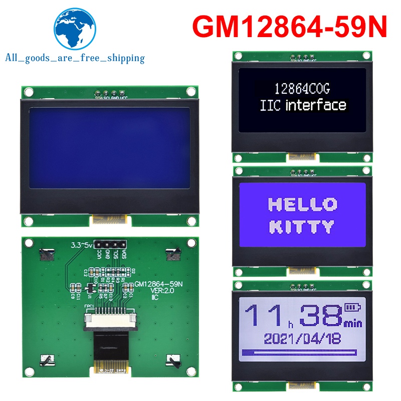 TZT â€“ panneau d'affichage graphique LCM 12864x64 pour Arduino, Module LCD IIC 128x64, I2C ST7567S n° 1