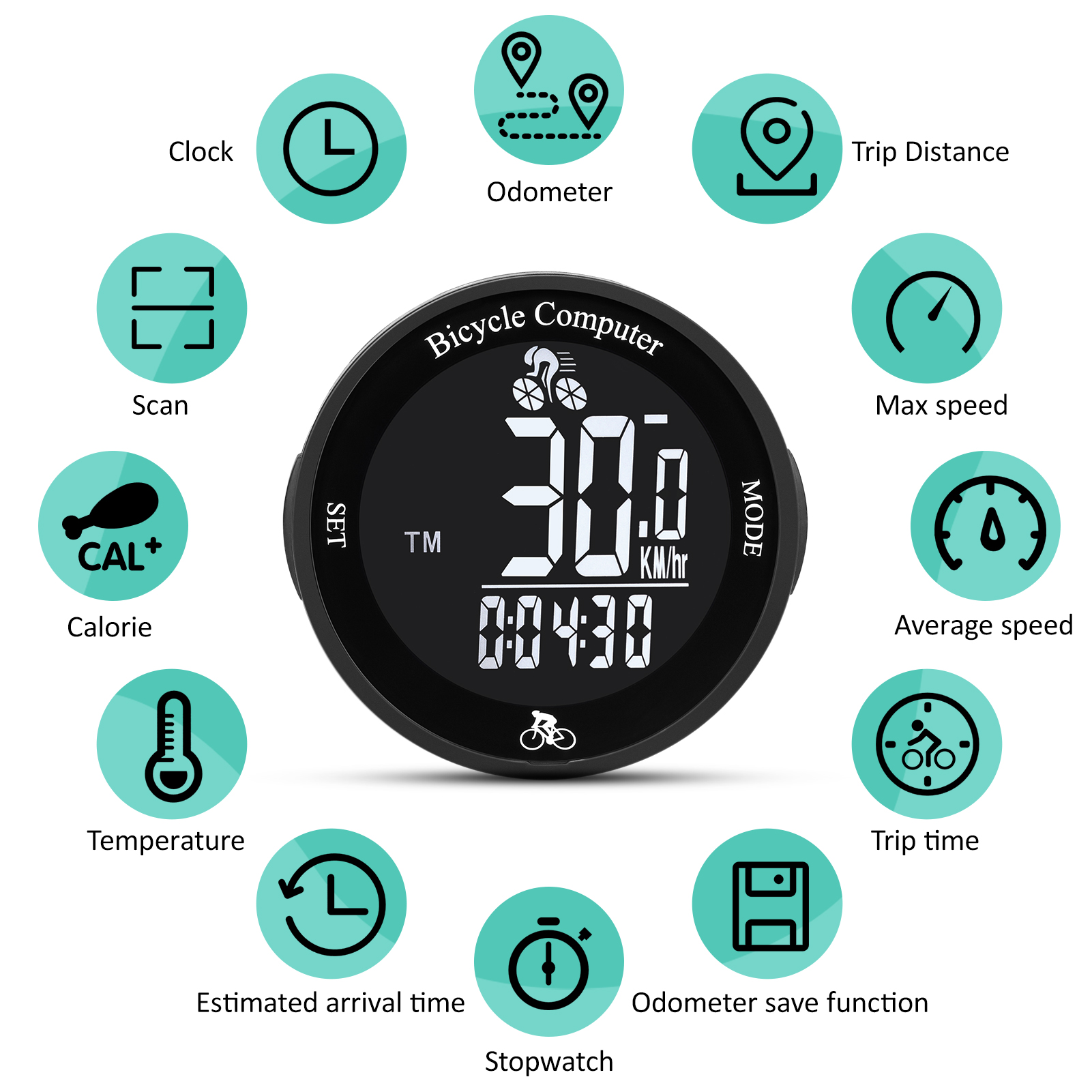 Compteur de vÃ©lo sans fil Ã©tanche, Ã©cran LCD multifonctionnel, compteur de vitesse, odomcirculation, vÃ©lo de montagne n° 6