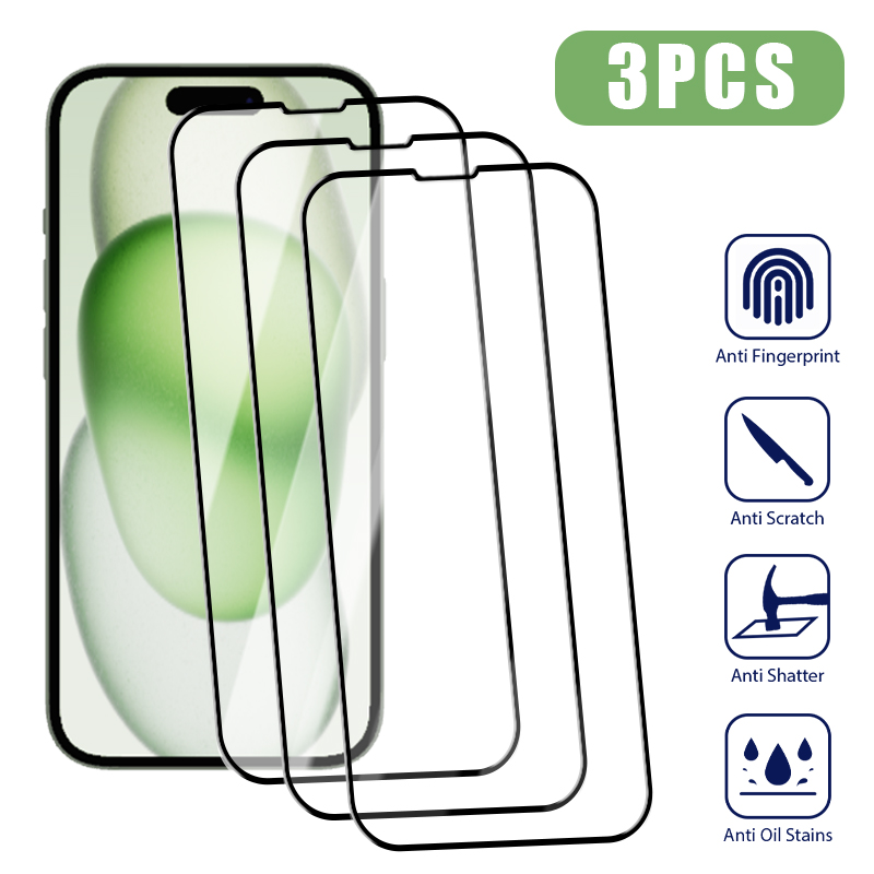 Protecteur d'Ã‰cran en Verre pour iPhone, 3 PiÃ¨ces, pour ModÃ¨les 15 14 13 12 11 Pro Max X XS Max Poly 7 8 14 15 Plus SE 2020 n° 1