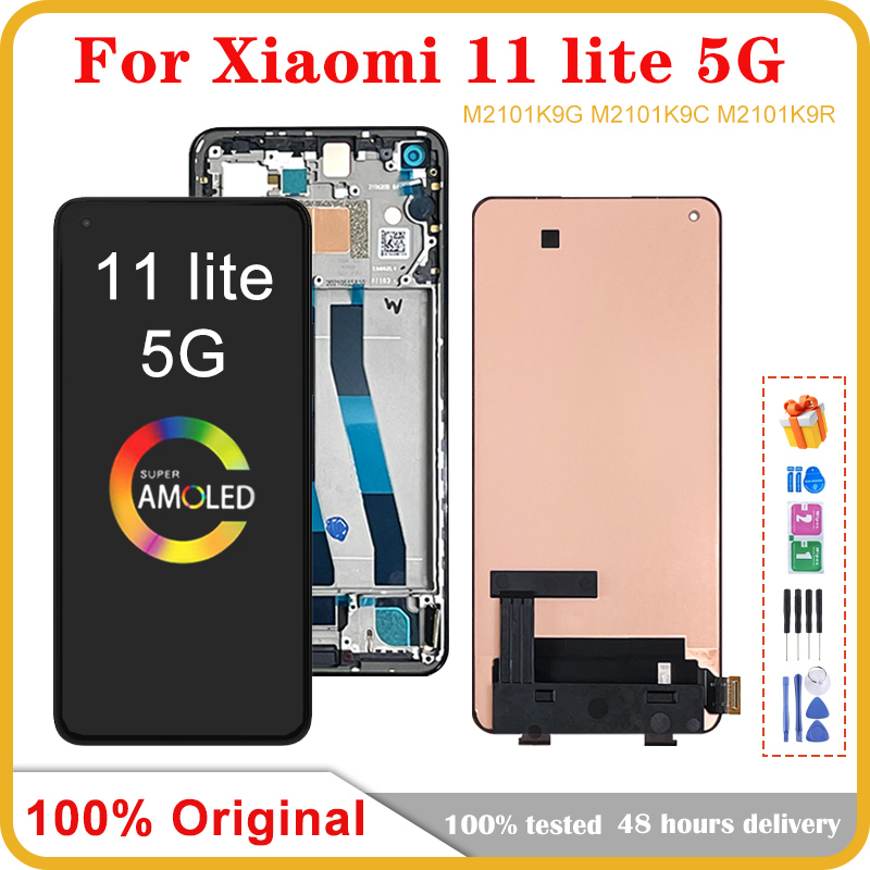 Ã‰cran tactile LCD AMOLED de remplacement pour Xiaomi Mi 11 Lite, 6.55 d'origine, Mi 11 Lite, 5G, M210, verrerie, 9AG n° 1