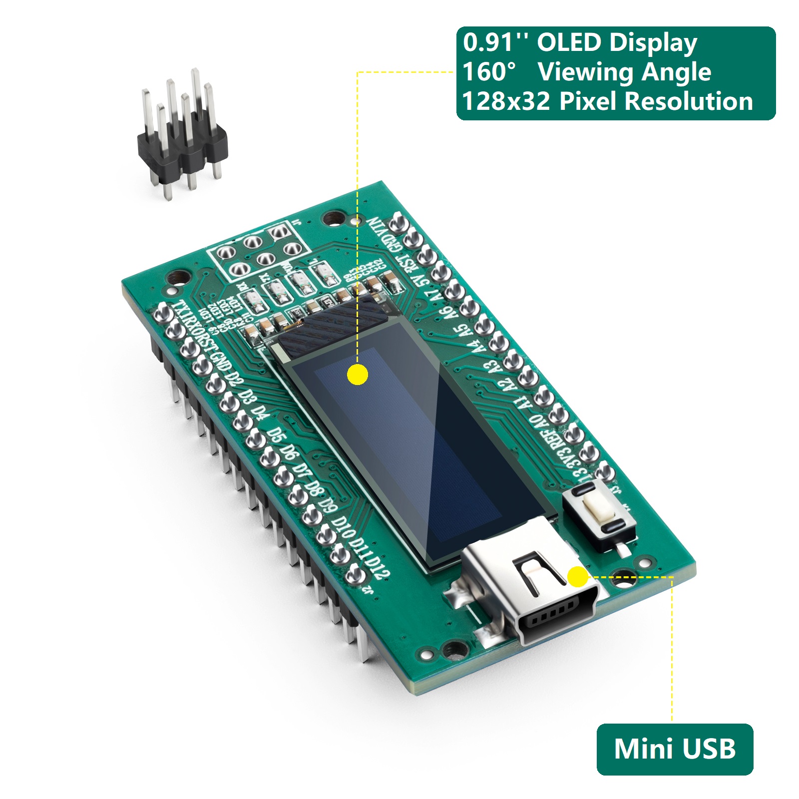 CharacterV3.0, CharacterBoard ATmega328P CH340 Ã‰cran OLED 0.91 en effet intÃ©grÃ©, 128x32 SSD1306 IIC I2C Compatible avec Ardu37CharacterV3.0 n° 4