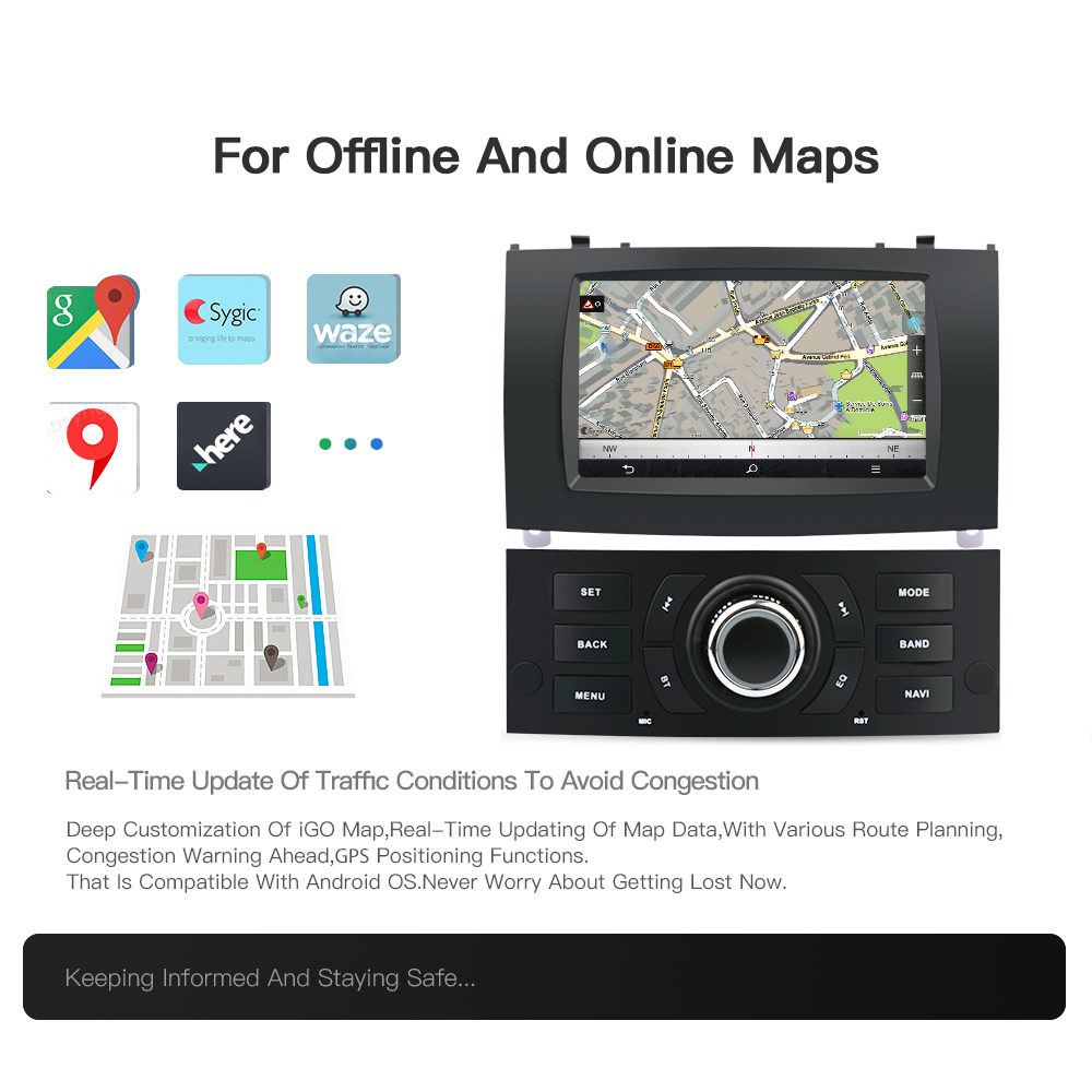 Kingchange-Autoradio 7 , Android, navigation GPS, Carplay, DSP, lecteur vidÃ©o, stÃ©rÃ©o, sans DVD, pour voiture KIT 407 (2004-2010) n° 5