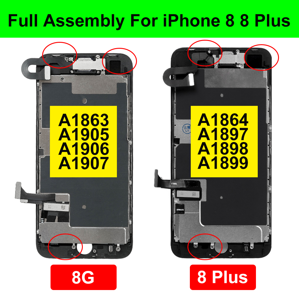 Ã‰cran LCD complet pour iPhone 8 8 Plus, Ã©cran tactile avec bouton d'accueil, A1907, A1864, assemblage de HÃ©bergements eur, piÃ¨ce de rechange et de rÃ©paration n° 2