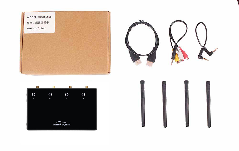 Hawkeye-Ã‰cran d'affichage pour importateur de course RC, quatre yeux, 4 canaux, rÃ©cepteur, sortie TV HDMI 4 segments, 5.8G n° 4