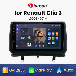 Junsun-V1 AI Voice Wireless CarPlay Android Auto Radio pour Renault Clio 3, 2005-2014, 4G, Limitation de la voiture, GPS, Autoradio 2Din