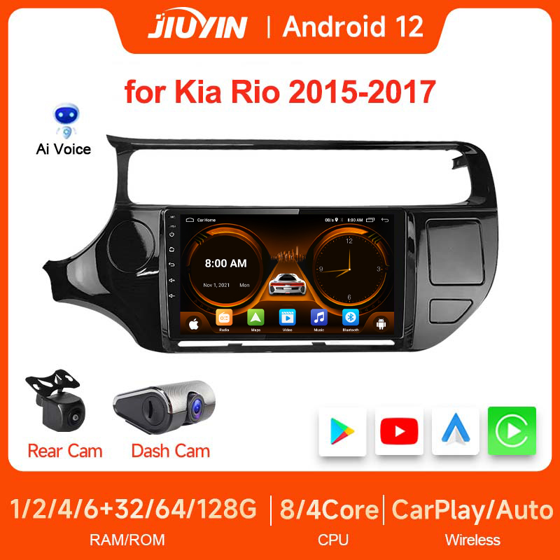 JIUYIN-Autoradio MultiXXL Central Sans Fil avec Cadre, 2 Din, Android, Auto, Apple, Carplay, 9 Pouces, Kia Rio, 2015-2017 n° 1