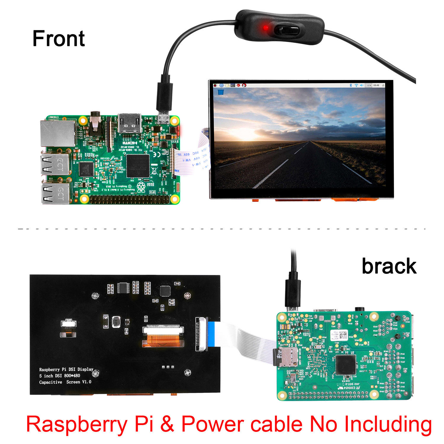 Ã‰cran Tactile TFT LCD de 5 Pouces, Puzzles, Connecteur DSI, 800x480, pour Raspberry Pi 4 Pi 3 B +, Nouveau n° 6