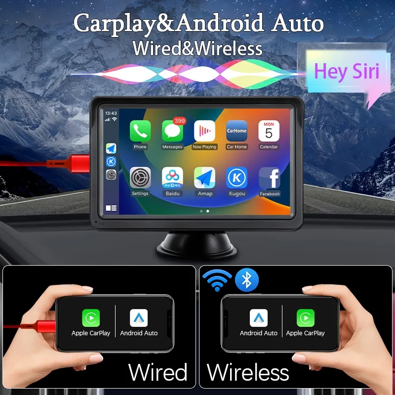 Autoradio sans fil avec Ã©cran tactile, lecteur vidÃ©o, Apple Carplay, Android Auto, FM, Bluetooth, limitation automobile universelle, 7 pouces n° 2