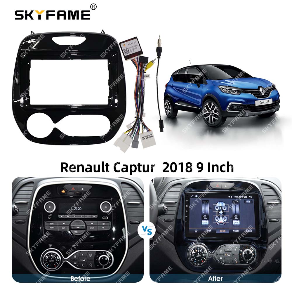 SKYFAcloser-Adaptateur de Fascia de cadre de voiture, dÃ©codeur de boÃ®te Canbus, kit de panneau de montage de tableau de bord radio Android pour Renault Captur Clio n° 5