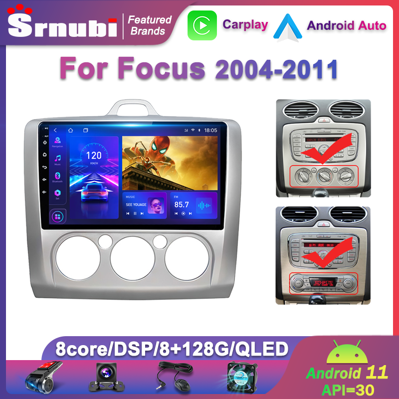 Srnubi-Autoradio pour Ford Focus 2 3 Mk2 Mk3 11.0-2004, lecteur de limitation, WiFi 4G, GPS, Carplay, DVD, Android 2011, 2Din n° 1