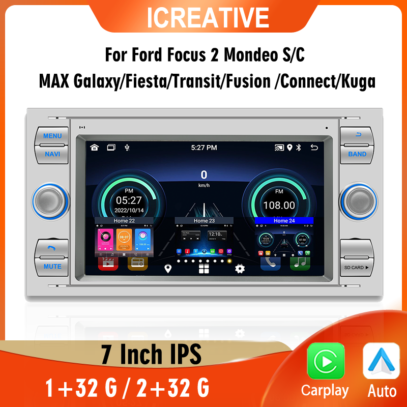 Autoradio Android pour Ford Focus 2 Mondeo S C Max Kuga, KtGalaxy ATIC 7, WIFI, GPS, Lecteur LimitÃ©, 2Din n° 1