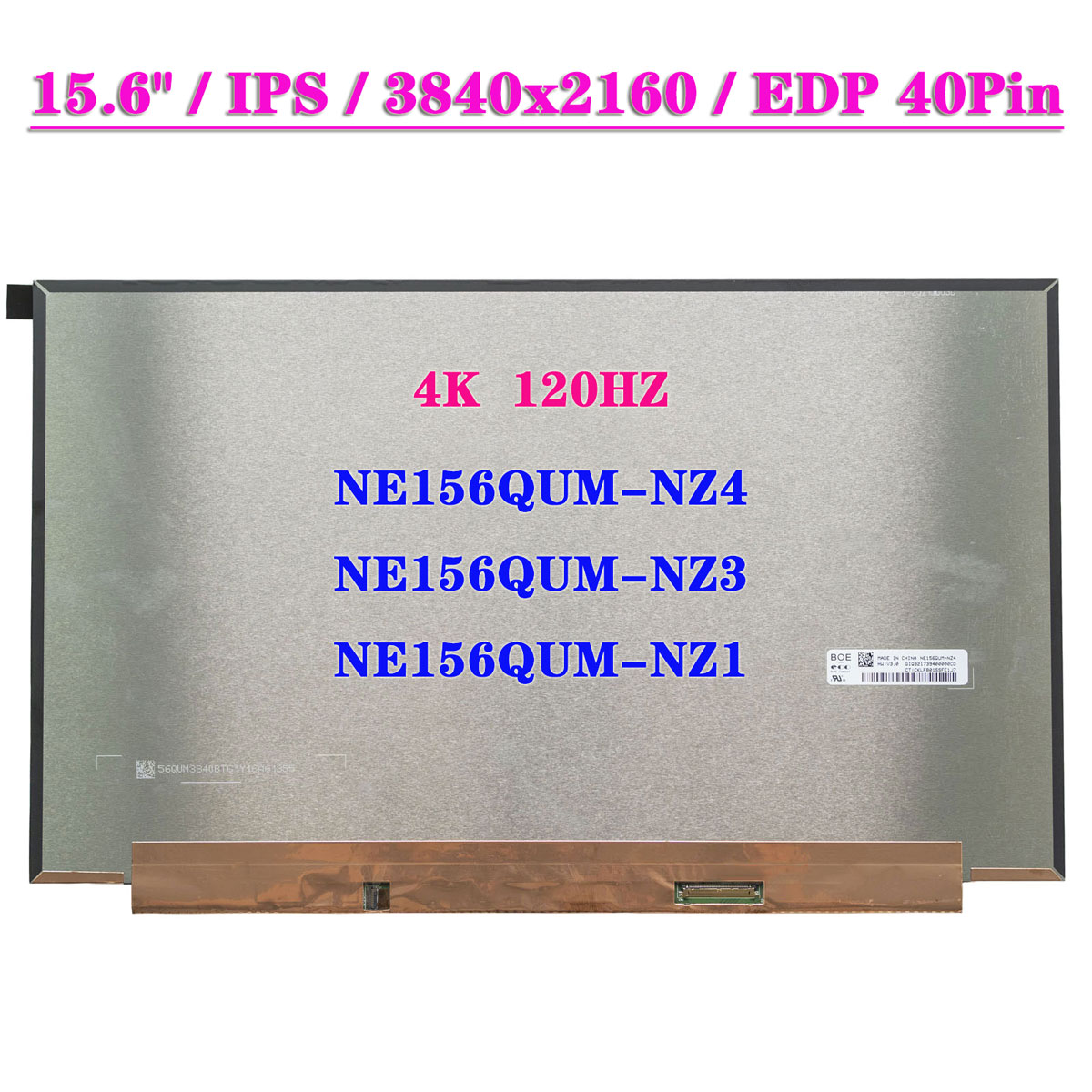 NOUVEAU 15.6 120HZ 4K LCD Panneau NE156QUM-NZ4 NE156QUM-NZ3 NE156QUM-NZ1 Pour ASUS GX551Q 40Pin 3840x2160 UHD Ordinateur Portable Ã‰cran D'affichage n° 1