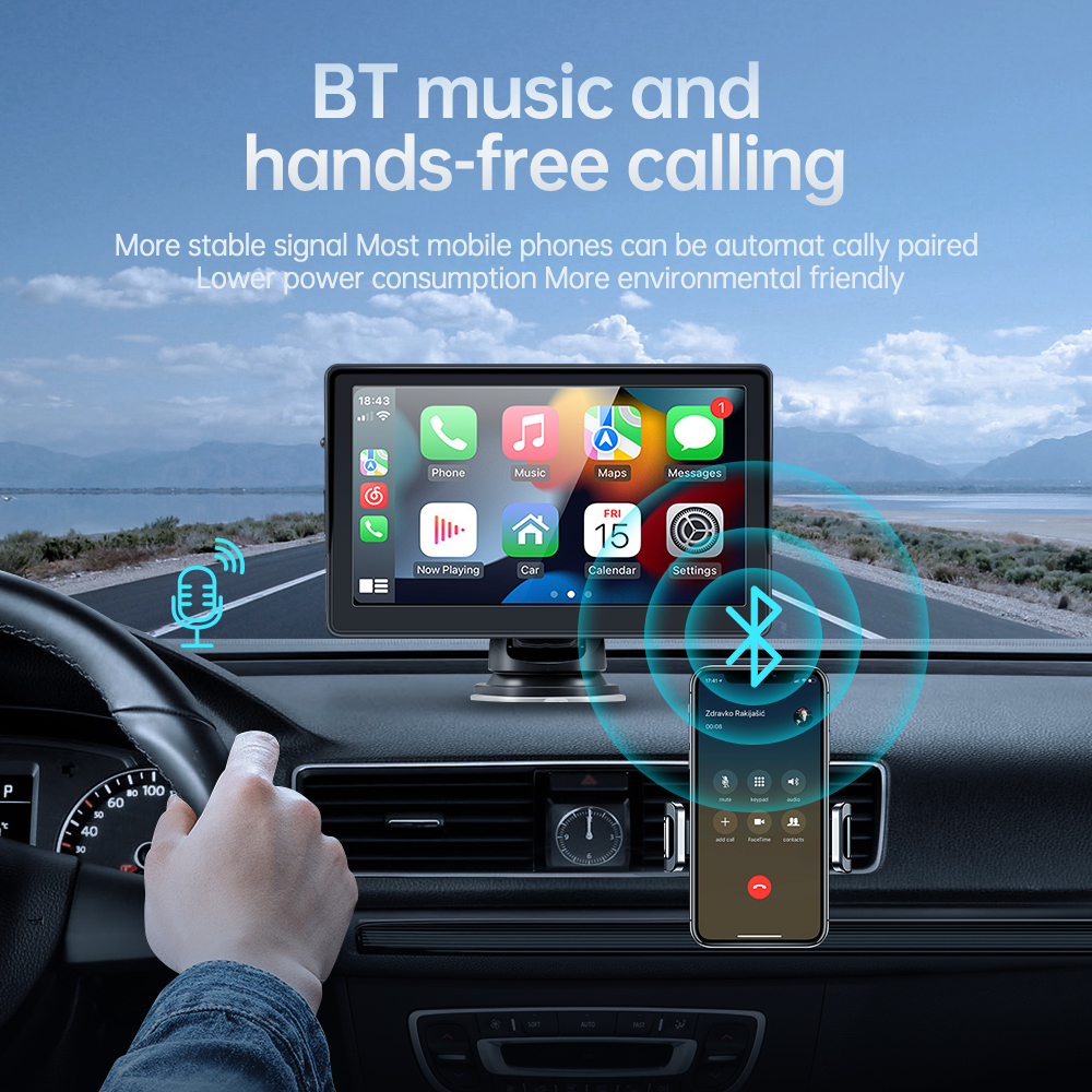 Lecteur vidÃ©o de limitation d'autoradio universel, sans fil portable, Apple CarPlay, Android Auto, Ã©cran tactile MP5, BMW, VW, KIA, 7 pouces n° 5