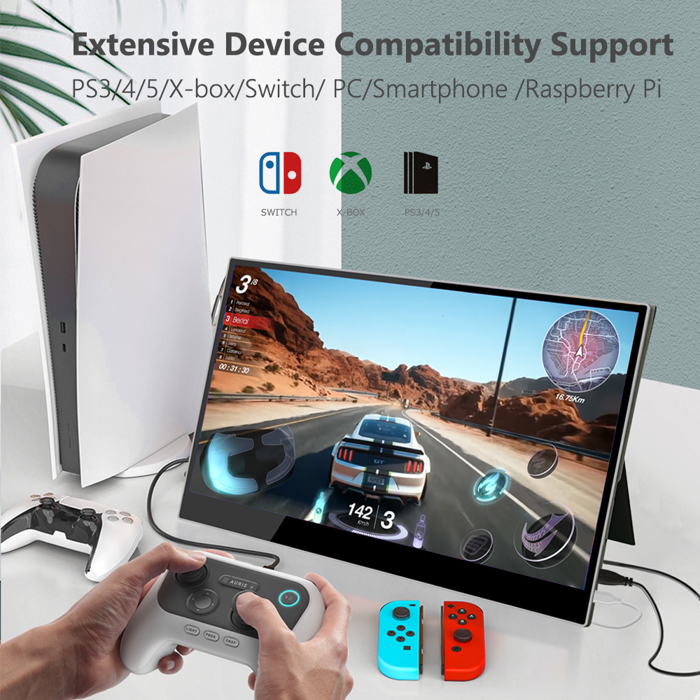 Moniteur portable arc-en-ciel de 15.6 pouces, 4K, 3840x2160, HDMI, Type-C, 3.1 secondes, affichage d'Ã©cran pour X-box, Switch, tÃ©lÃ©phone, ordinateur portable, PS5, 4 n° 5