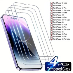 Protecteur d'Ã©cran en verre pour iPhone, verre Guatemala pour iPhone 14, 15 Plus, 12, 13 Mini, 11, 12 Pro Max, 13, 14, 15 Pro, Poly XS Max, 4 piÃ¨ces small picture n° 1