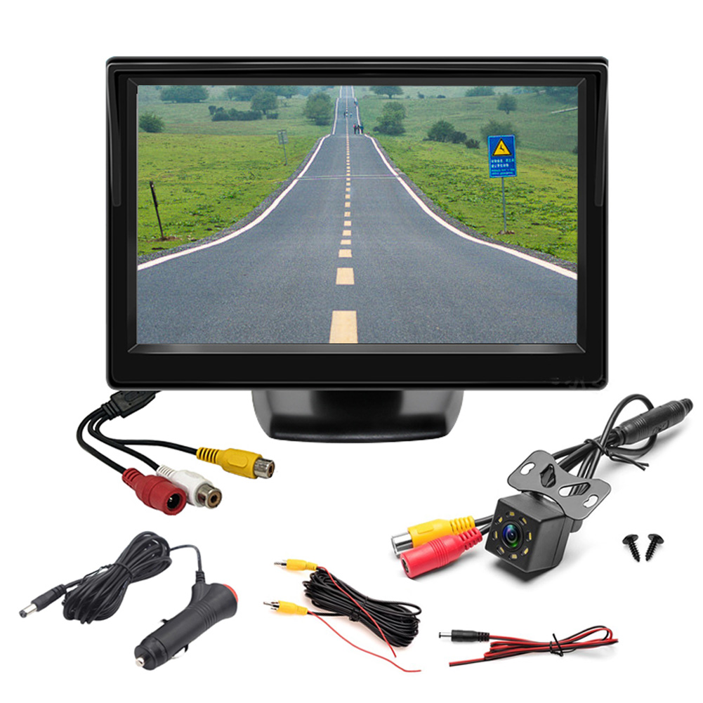 Ã‰cran d'affichage de moniteur HD TFT LCD, entrÃ©e AV bidirectionnelle, camÃ©ra de recul de recul, pliable, Ã©cran de limitation de voiture, 4.3 , 5 n° 1