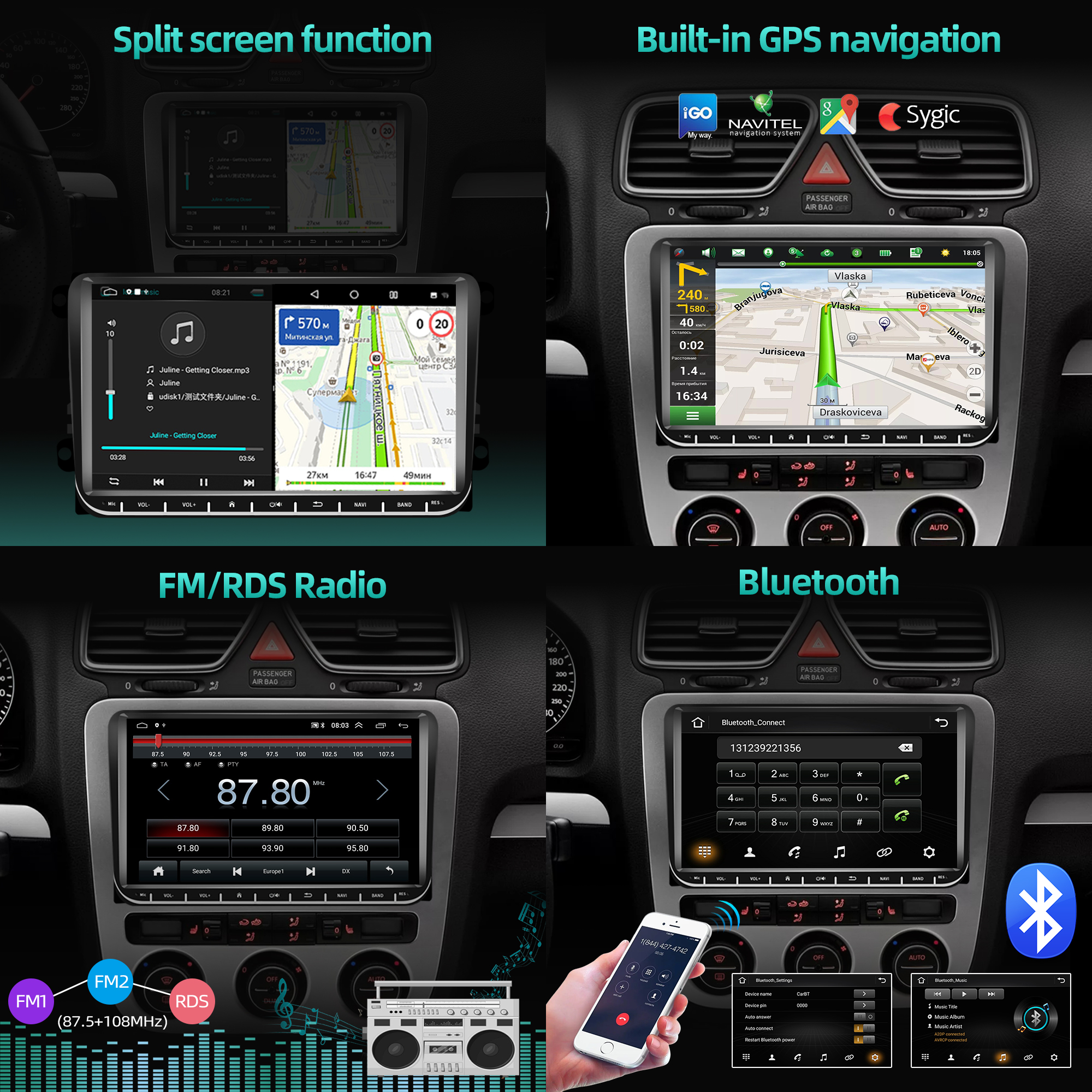 LeeKooLuu-Autoradio 9 pouces, Android, navigation GPS, stÃ©rÃ©o, 2DIN, pour voiture VW, Volkswagen, Golf, Polo, Jetta, Passat, Skoda, Octavia, Seat n° 5