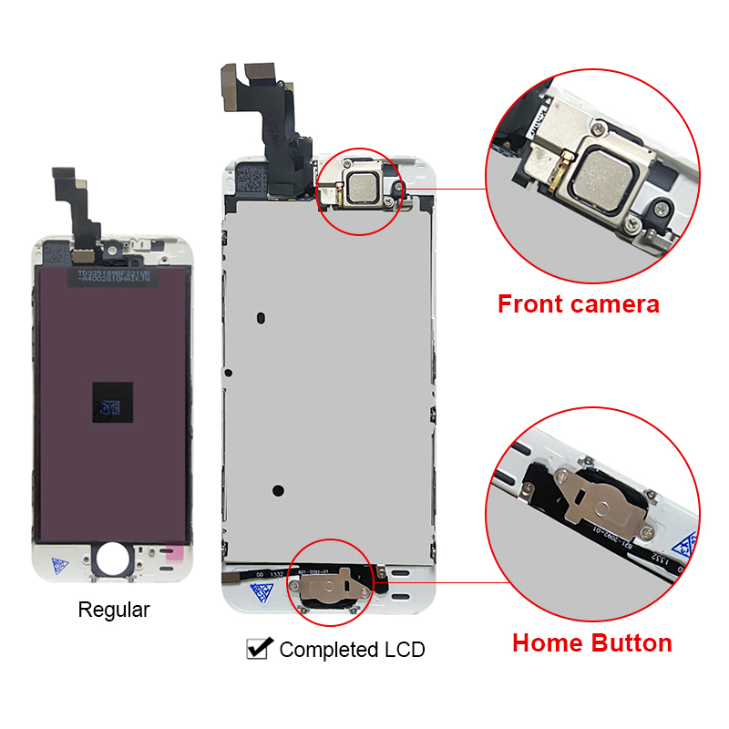 Bloc Ã©cran tactile LCD de remplacement, avec camÃ©ra avant et bouton d'accueil, pour iPhone SE 6G 6S 7 8 Plus 5 5S n° 2