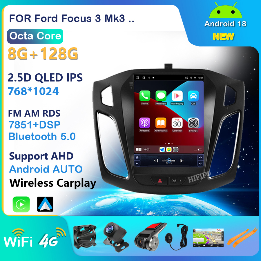 Lecteur Android 13 pour Ford Focus 3 Mk3 2012 -2019, Limitation de l'autoradio, Navigation Ã  Ã©cran de style de placements, 2 Din, GPS, VidÃ©o, 4G n° 1