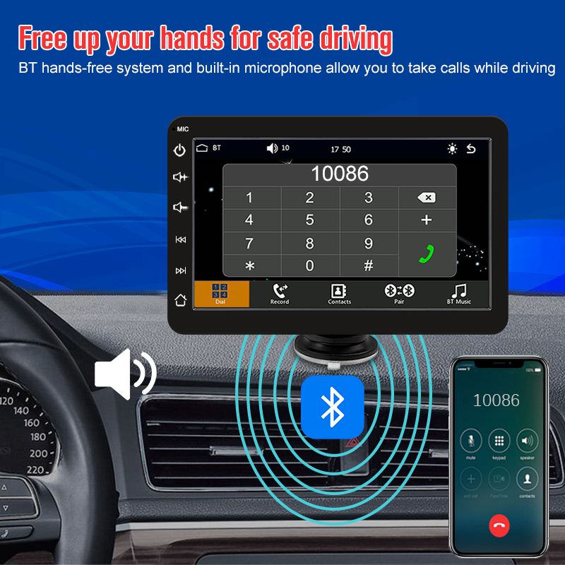 Autoradio Ã  Ã©cran tactile sans fil, lecteur vidÃ©o Ã  limitation, Apple CarPlay, tablette Android, stÃ©rÃ©o, navigation Bluetooth, 7 pouces n° 4