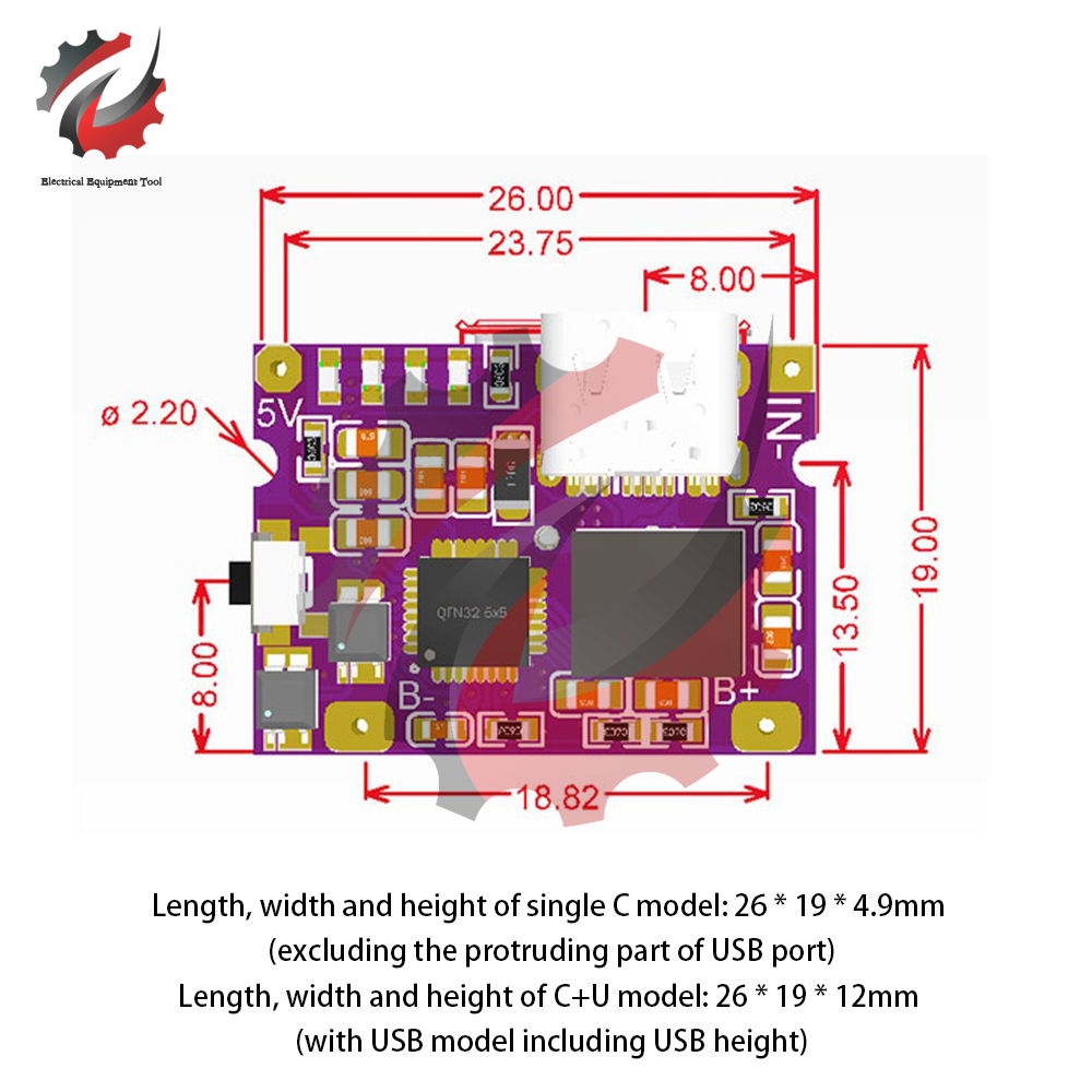 Carte de protection de charge de batterie au lithium avec indicateur LED, convertisseur Boost, technologie d'alimentation Ã©lÃ©vatrice, USB de type C, 5V Ã  4.2V, 3A n° 3