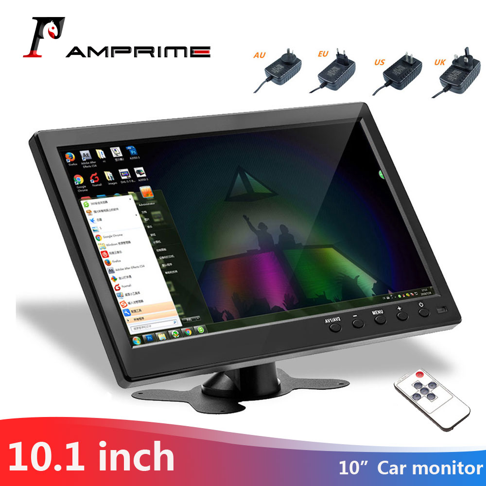 AMPrime-Moniteur de voiture Ã  Ã©cran LCD, 10.1 pouces, 1024x600, pour la maison, les documents numÃ©riques, les barrage, moniteur de stationnement avec VGA/vidÃ©o/audio n° 1