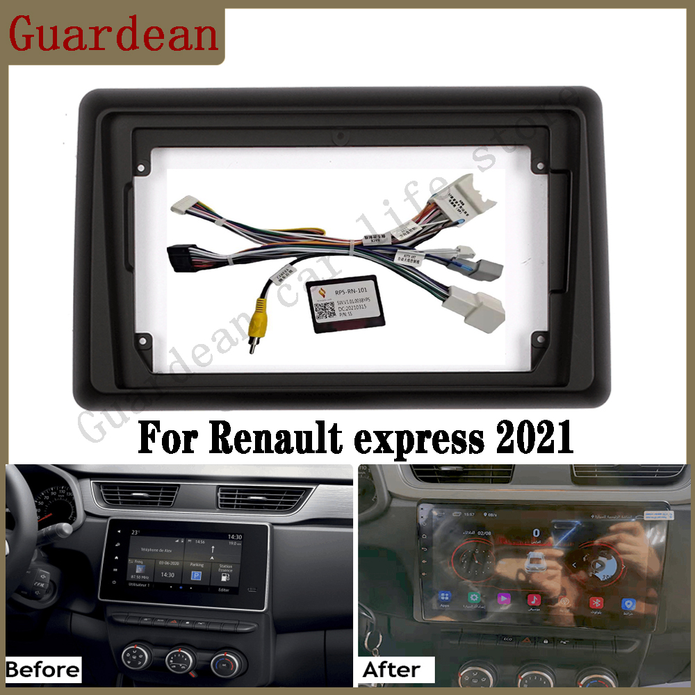 Panneau adaptateur panneau, Installation tableau de bord, rÃ©novation, MP5 Fascia pour Renault express 2021 stÃ©rÃ©o 2din Android n° 1