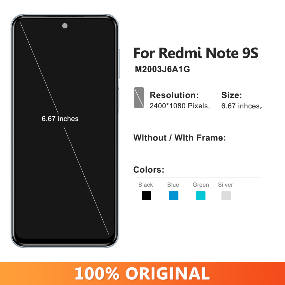 Ã‰cran tactile LCD avec chÃ¢ssis pour Xiaomi Redmi Note 9S, 10-Touch, 6.67 original n° 2