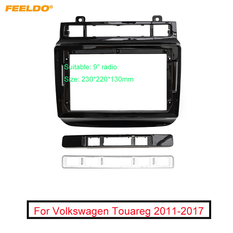 FEELDO – adaptateur de cadre Audio Fascia pour Volkswagen Touareg 11-17, grand écran 9 pouces, Kit de montage de panneau de tableau de bord 2din n° 1