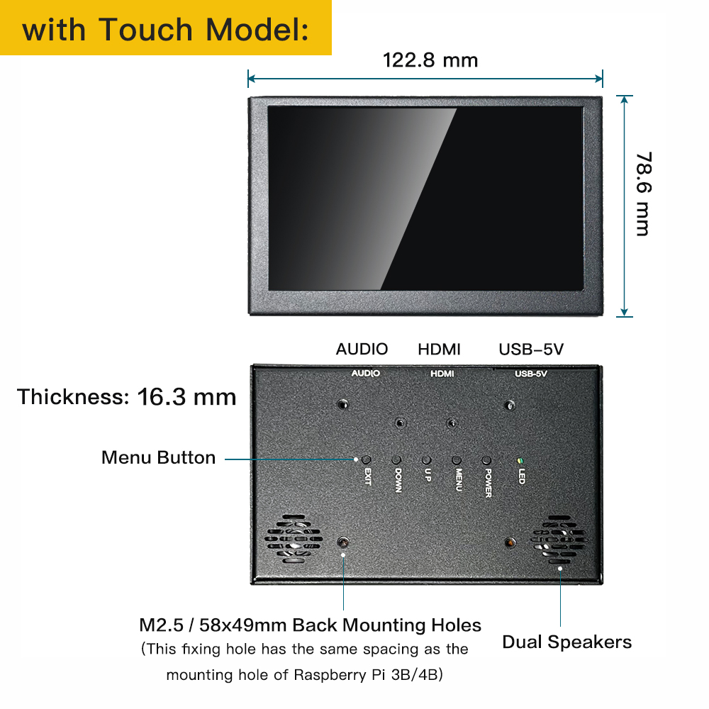 Mini Ã‰cran Tactile LCD IPS Portable de 5 Pouces, Puzzles Ã  5 Points, Panneau de 800x480, Full HD, HDMI, Moniteur de Jeu, Affichage PC n° 4