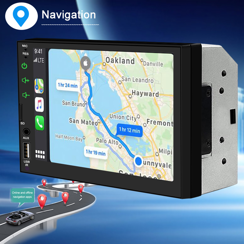 Autoradio universel avec Ã©cran tactile, autoradio, lecteur de limitation, stÃ©rÃ©o, Android Auto, AUX, BT, TF, MP5, camÃ©ra, 2 Din, 7 n° 5