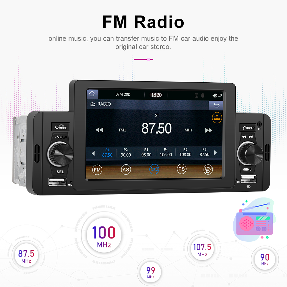 PodoNuremberg-Autoradio 5 , CarPlay, Android Auto, Bluetooth, rÃ©cepteur FM universel, lecteur de limitation de type de carte Prada, audio de voiture, 1 Din n° 4