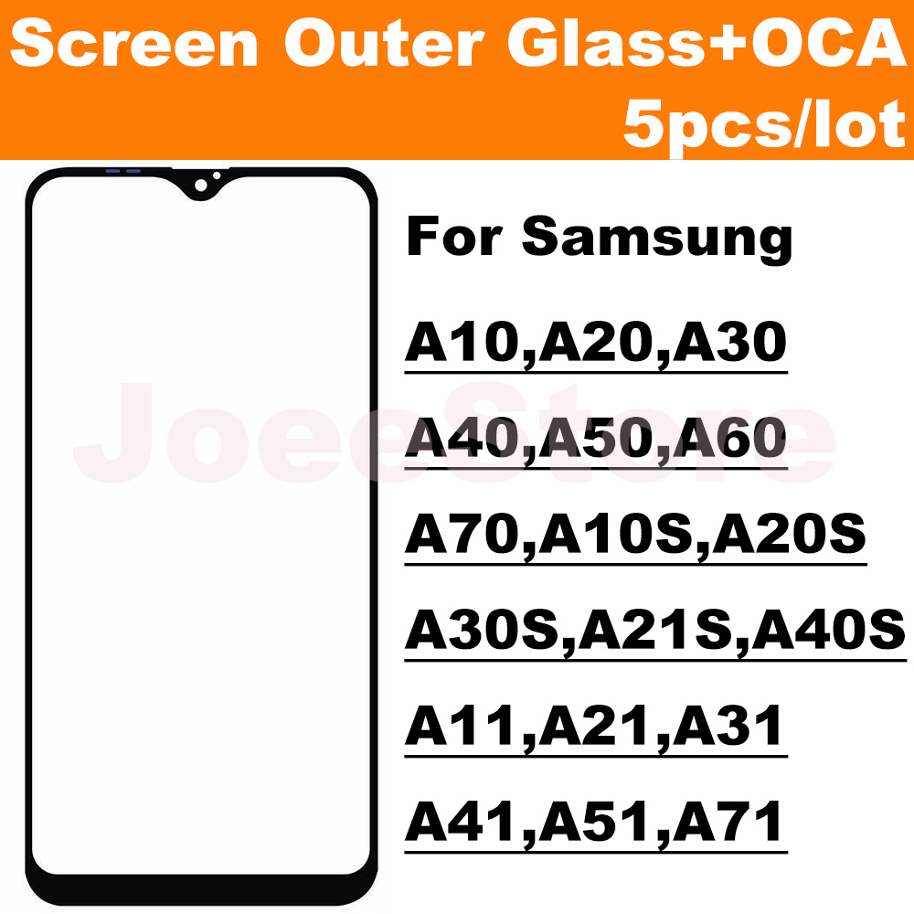 Ã‰cran tactile LCD avant avec OCA, panneau extÃ©rieur en verre pour Samsung A10, A20, A30, A40, A50, A70, A10S, A20S, A30S, A21, A31, A51, A71, 5 piÃ¨ces n° 1