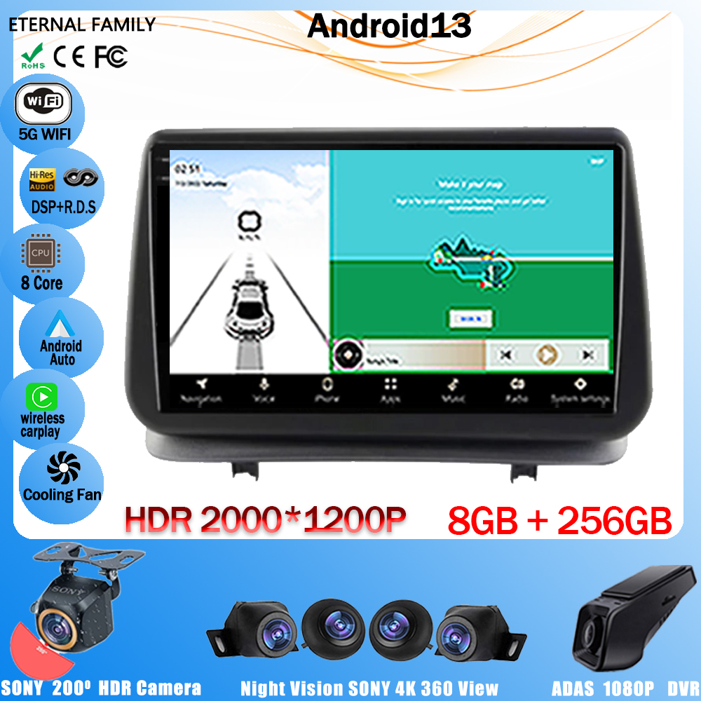 Autoradio Android pour Renault Clio 3 CLIO3 2005-2014, Lecteur VidÃ©o StÃ©rÃ©o, Navigation GPS, Carplay, CPU, HDR, Ã‰cran QLED n° 1