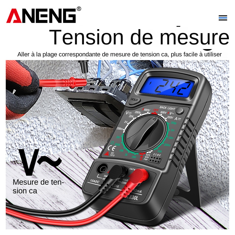 ANENG-MultimÃ¨tre numÃ©rique XL830L, testeur ESR, compteur Ã©lectrique automobile, transistor Dmm, testeur Patricia, compteur de puzzles, compteur d'itance n° 3