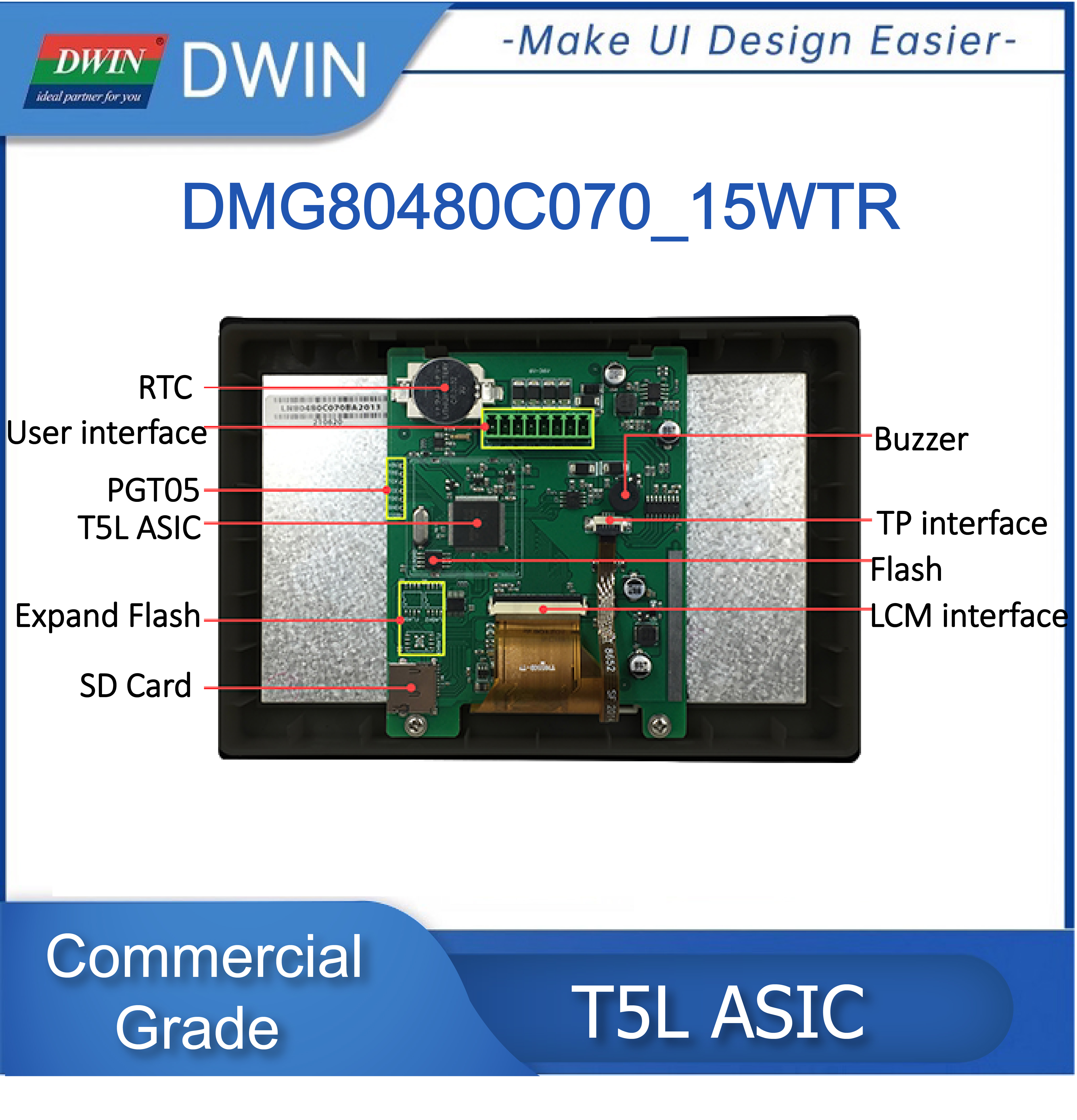 Dwin-Ã‰cran tactile LCD HMI de qualitÃ© commerciale avec coque allergique, 4.3, 7.0, 10.1 DGUS2, Ã©cran rÃ©sistif avec PLC, Ardu37, STM32 n° 2