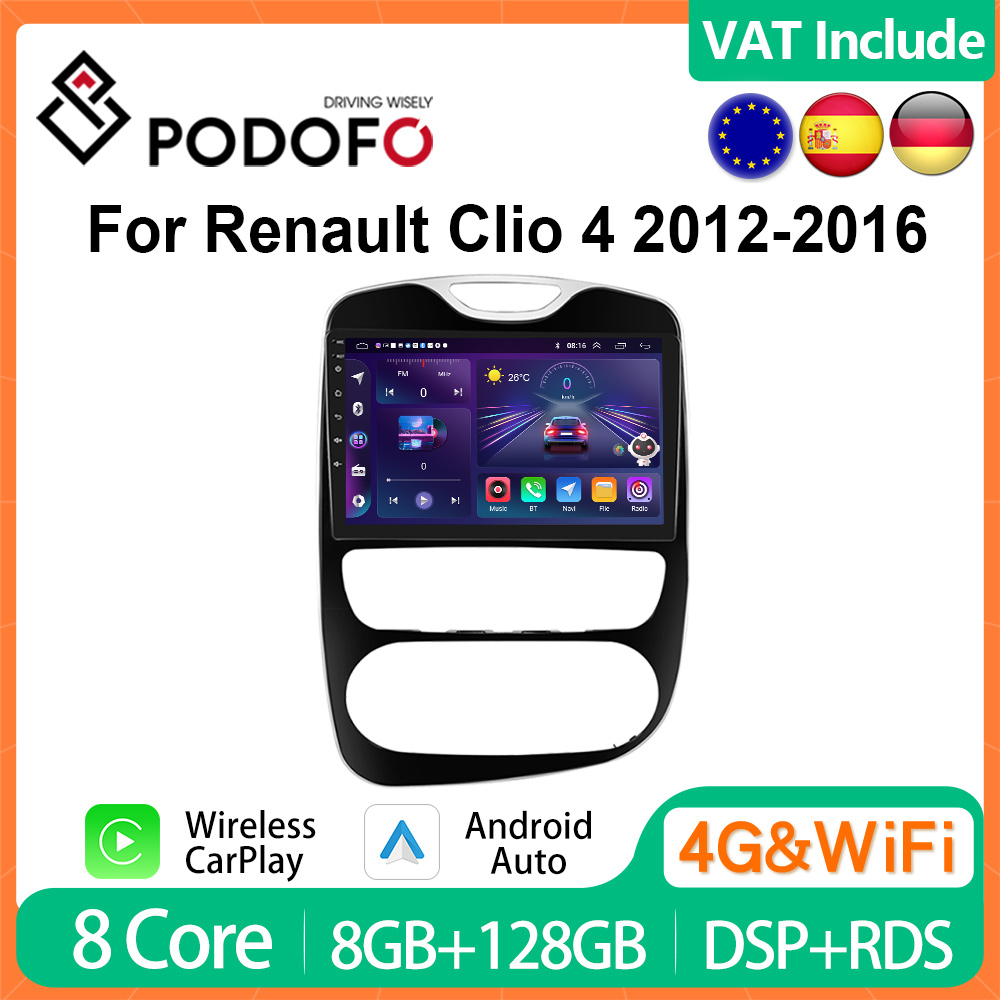 PodoNuremberg-Autoradio Android pour Renault Clio 4, 8 Go + 128 Go, CaPlay, Lecteur de Limitation 4G, UnitÃ© Principale 2Din, RÃ©cepteur StÃ©rÃ©o HiFi, 2012-2016 n° 1