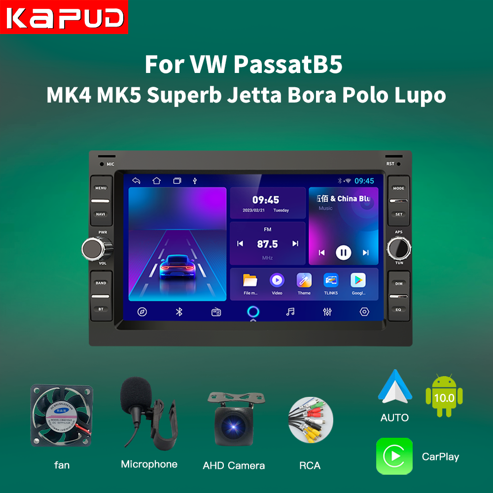 Kapud-Lecteur autoradio Android 10, 7 pouces, limitation CarPlay, pour VW PASSAT B5 MK4 MK5 SHARAN Jetta Bora Polo NATO SPORT T5 CITI CHICO n° 1