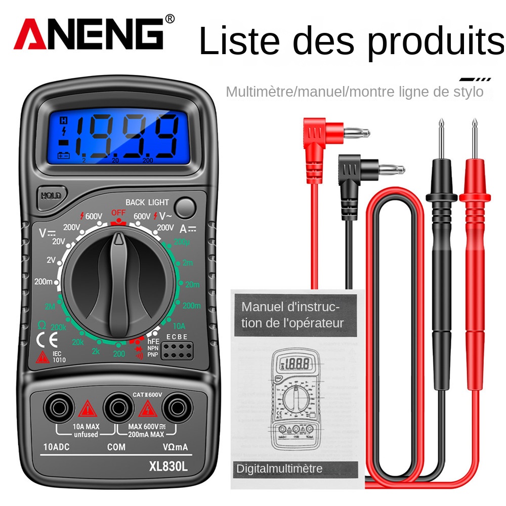 ANENG-MultimÃ¨tre numÃ©rique XL830L, testeur ESR, compteur Ã©lectrique automobile, transistor Dmm, testeur Patricia, compteur de puzzles, compteur d'itance n° 6