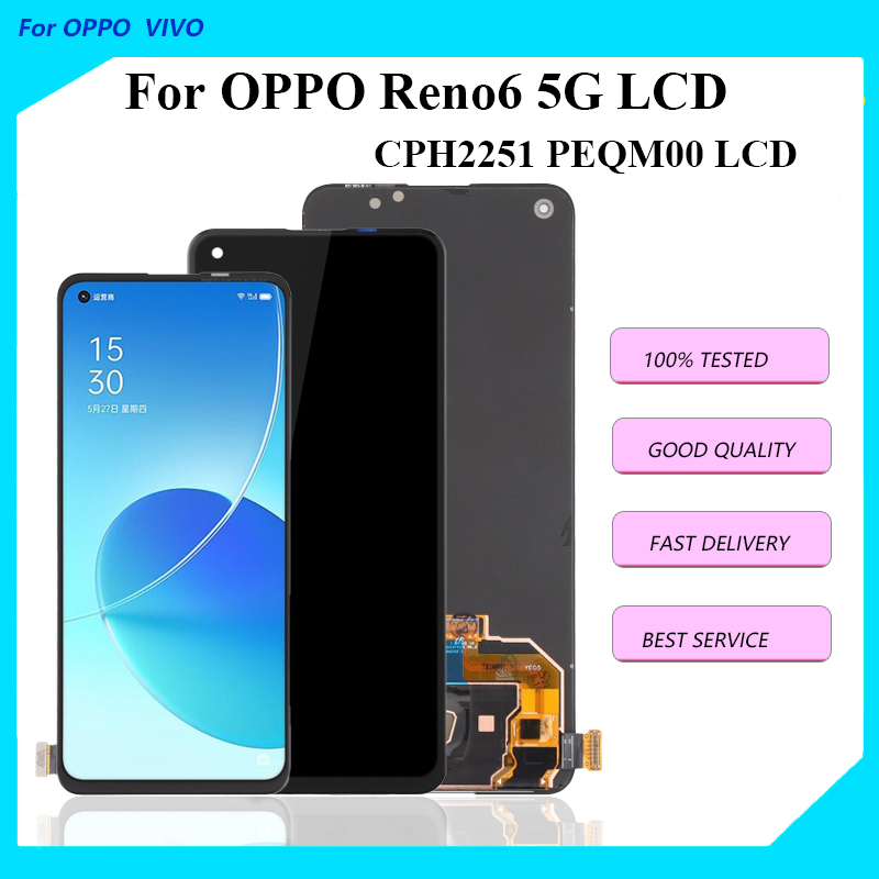 Bloc Ã©cran tactile LCD sans cadre, pour Oppo Reno6 5G PEQM00 CPH2251, original, 6.43 n° 1