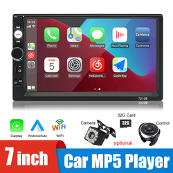 Lecteur Carplay Android Auto avec camÃ©ra de recul, 12V, Ã©cran 7 pouces, Bluetooth, MP5, audio, autoradio, MP3, FM, accessoires d'autoradio, 7010B small picture n° 1