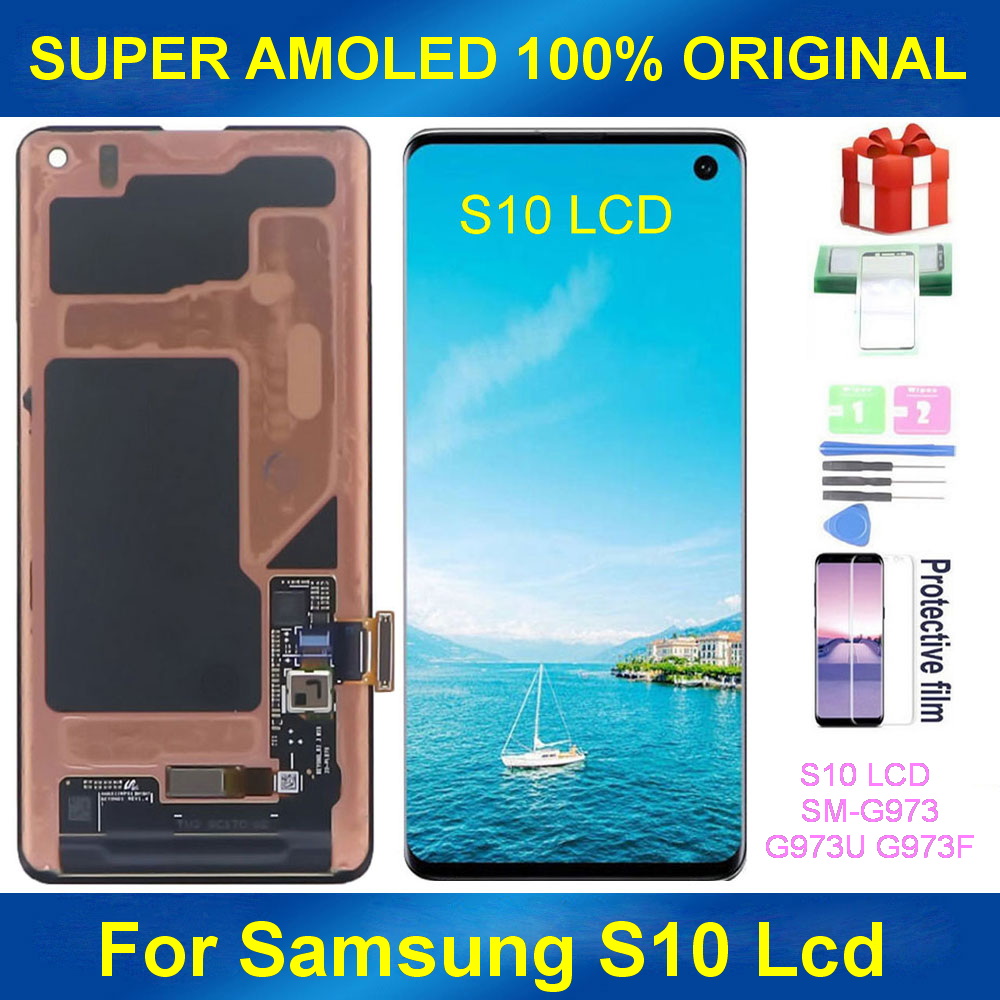 Original Amoled S 10 LCD pour Samsung Galaxy S10 G973F/DS G973U G973 Ã‰cran SM-G973 Ã‰cran Tactile Digitizer AssemblÃ©e Remplacement n° 1