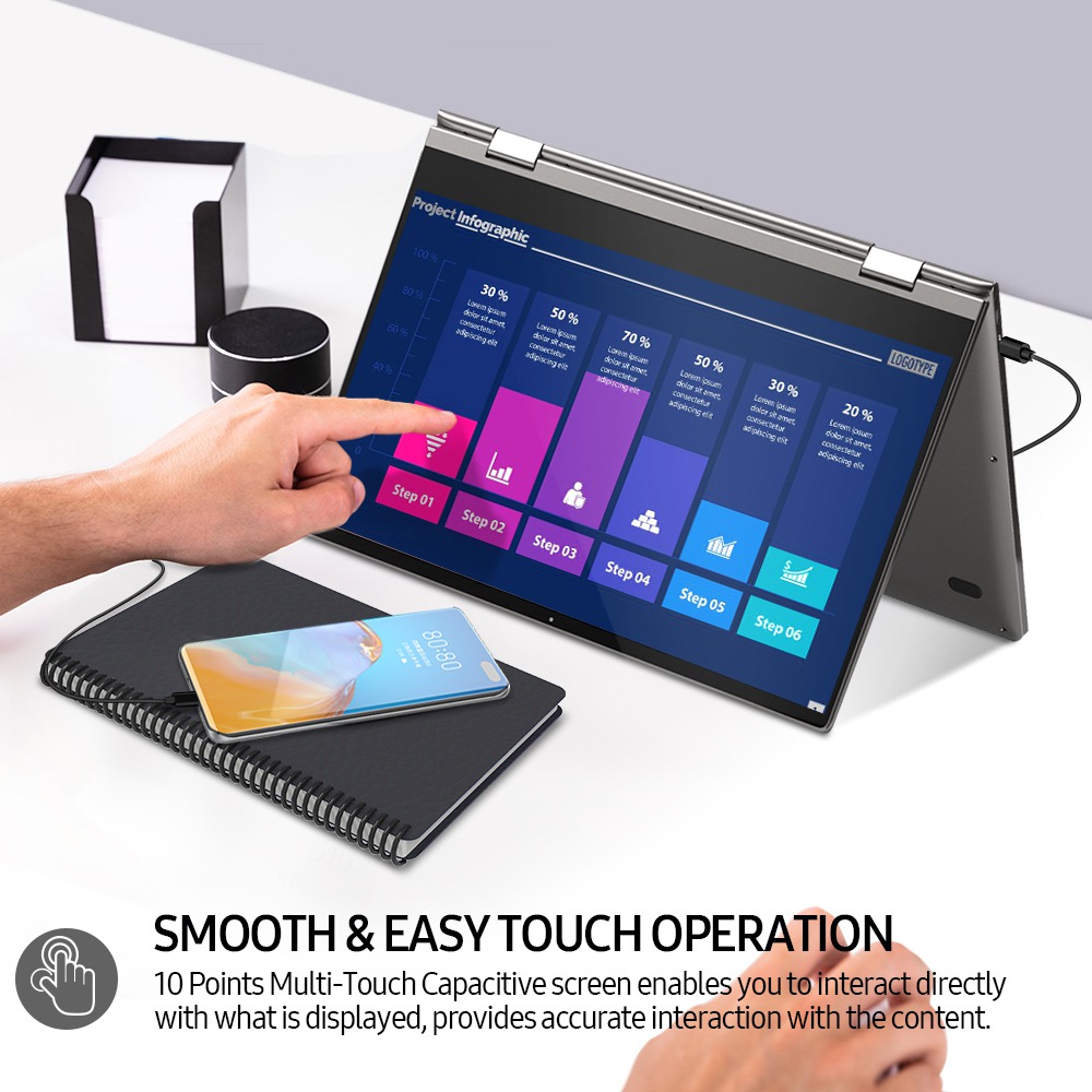 Moniteur portable aste X, Ã©cran tactile, clavier 13.3, batterie, station d'accueil pour Ã©cran de tÃ©lÃ©phone portable, Dex Display, nouveau n° 5