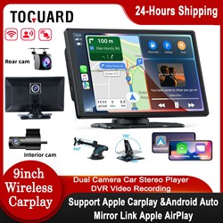 TOGUARD Carplay sans fil avec camÃ©ra pour les yeux, Ã©cran de voiture Ã  limitation automatique, moniteur Android, camÃ©ra de tourisme, DVR, GPS, Wi-Fi, BT, 9 pouces small picture n° 1