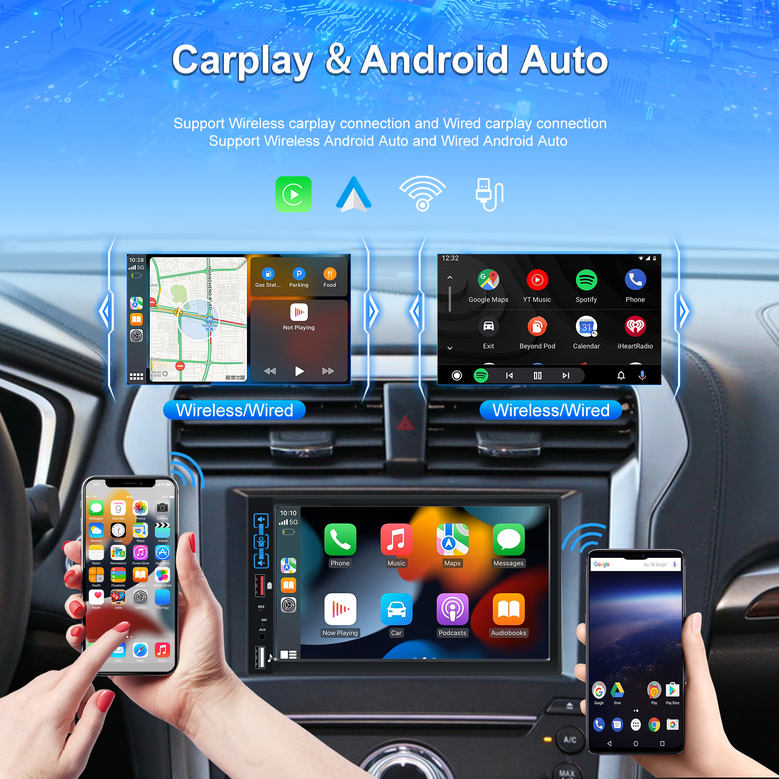 PodoNuremberg-Autoradio avec Ã‰cran Tactile HD de 7 Pouces, Lecteur MultiXXL Android, MP5, Bluetooth, USB, TF, FM, CamÃ©ra, 1 Din n° 2