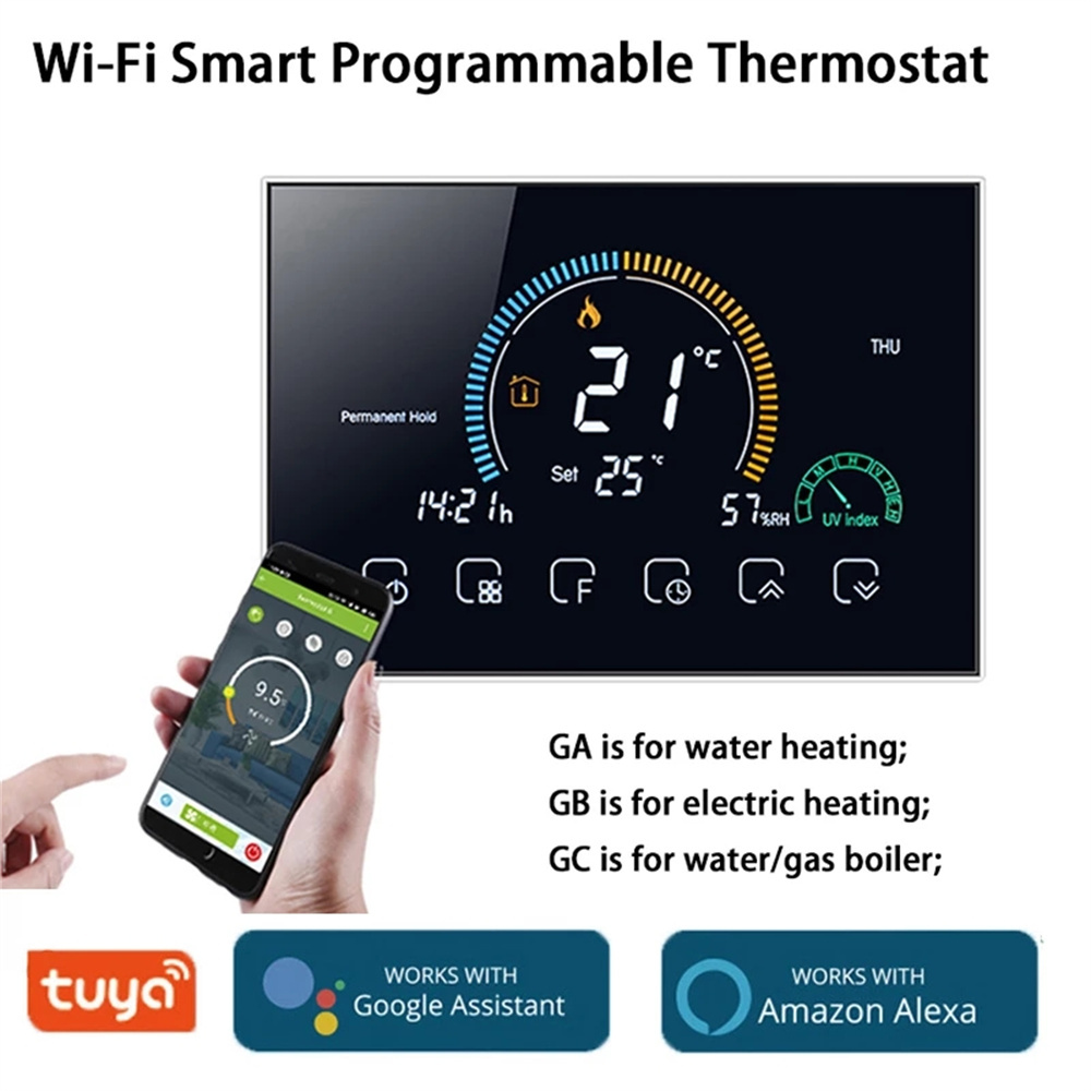 Smart Tuya Alexa Voice Control, WiFi, programmable, LCD, eau, gaz, bomicrophone, chauffage pour Echo, Google Home n° 1